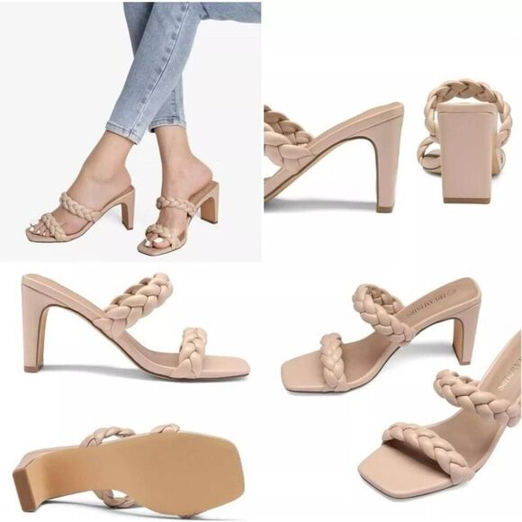 DREAM PAIRS Size 11 Nude Two Braided Strap Platform Heels Sandals Block Heel - Picture 9 of 9